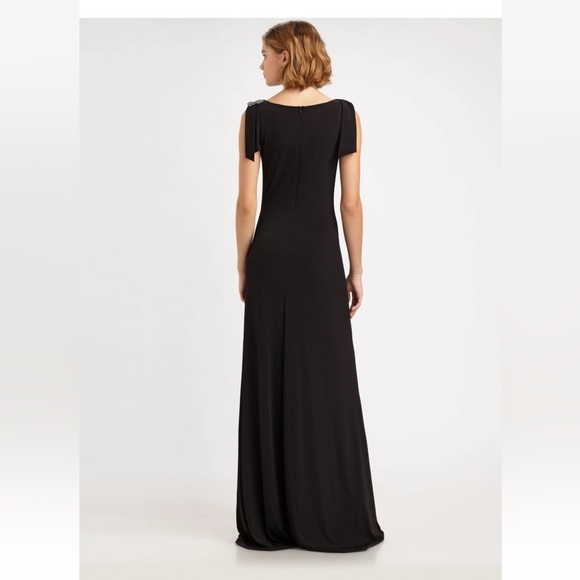 David Meister Black Ruched & Beaded Jersey Elegant Gown Dress Sz6 $398 retail - Picture 3 of 10